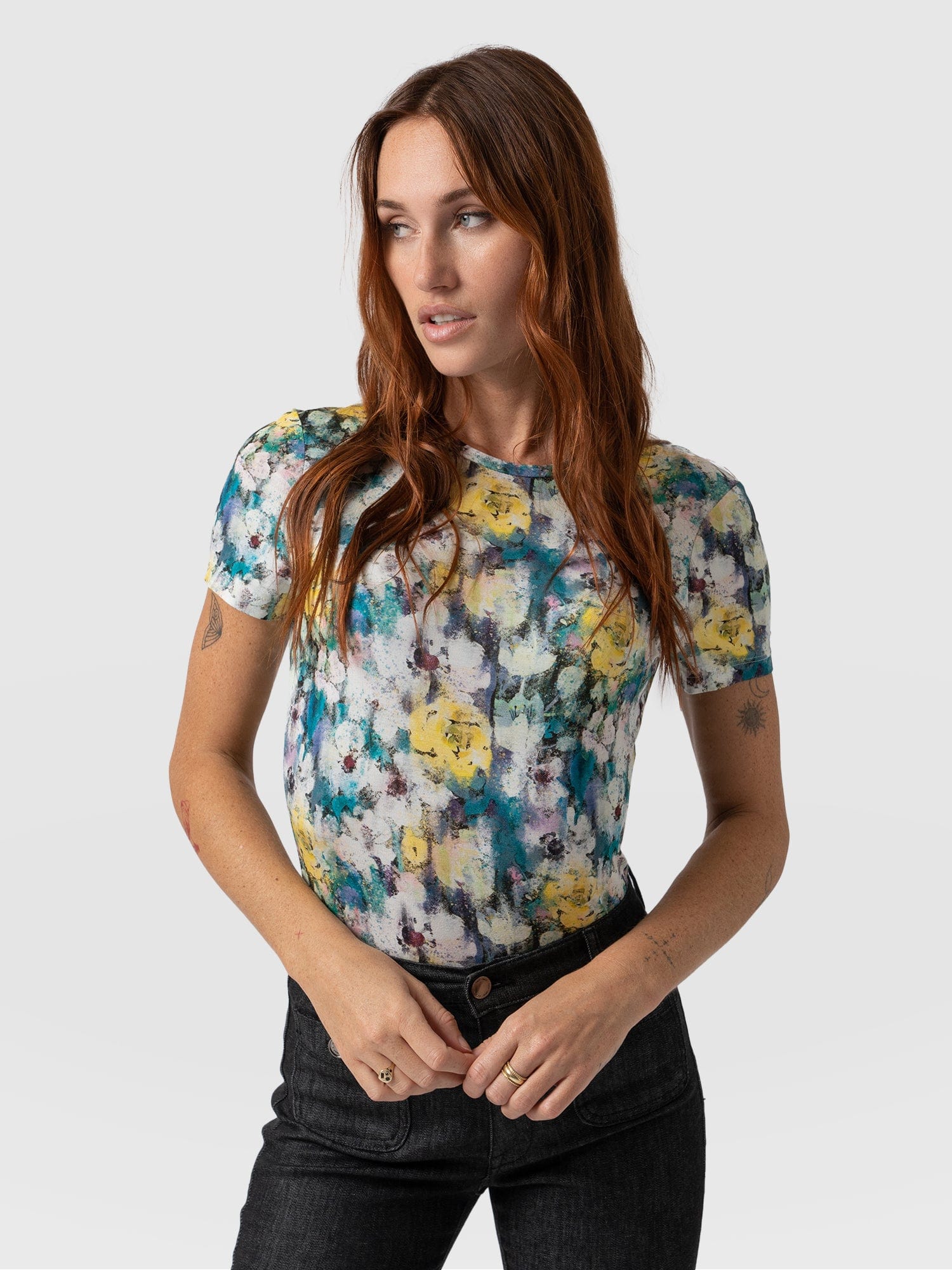 Austen Crew Neck Tee - Misty Floral